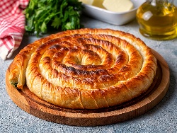 Вита баница от готови кори с коприва, лук, праз лук, сирене и ориз - снимка на рецептата Вита баница от готови кори с коприва, лук, праз лук, сирене и ориз - снимка на рецептата
